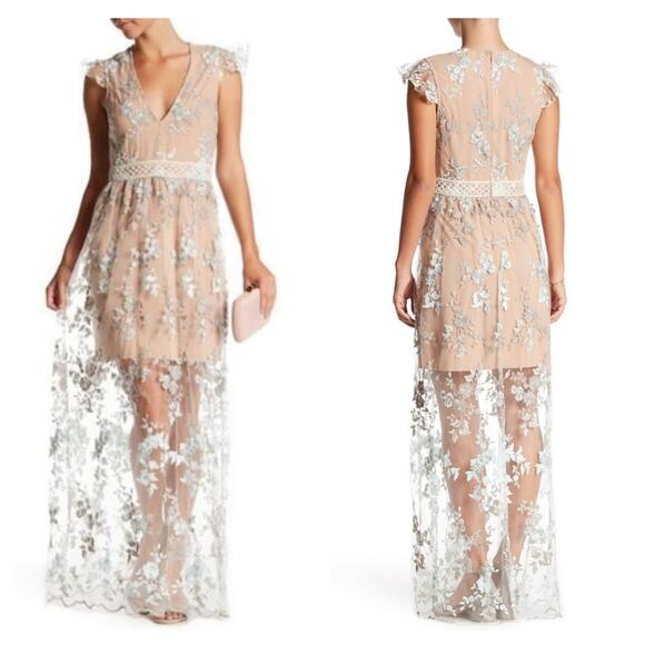 WAYF Oakfield Embroidered Lace Maxi Dress XS - Picture 1 of 8